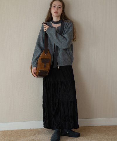 ソフトワッシャーティアードロングスカート