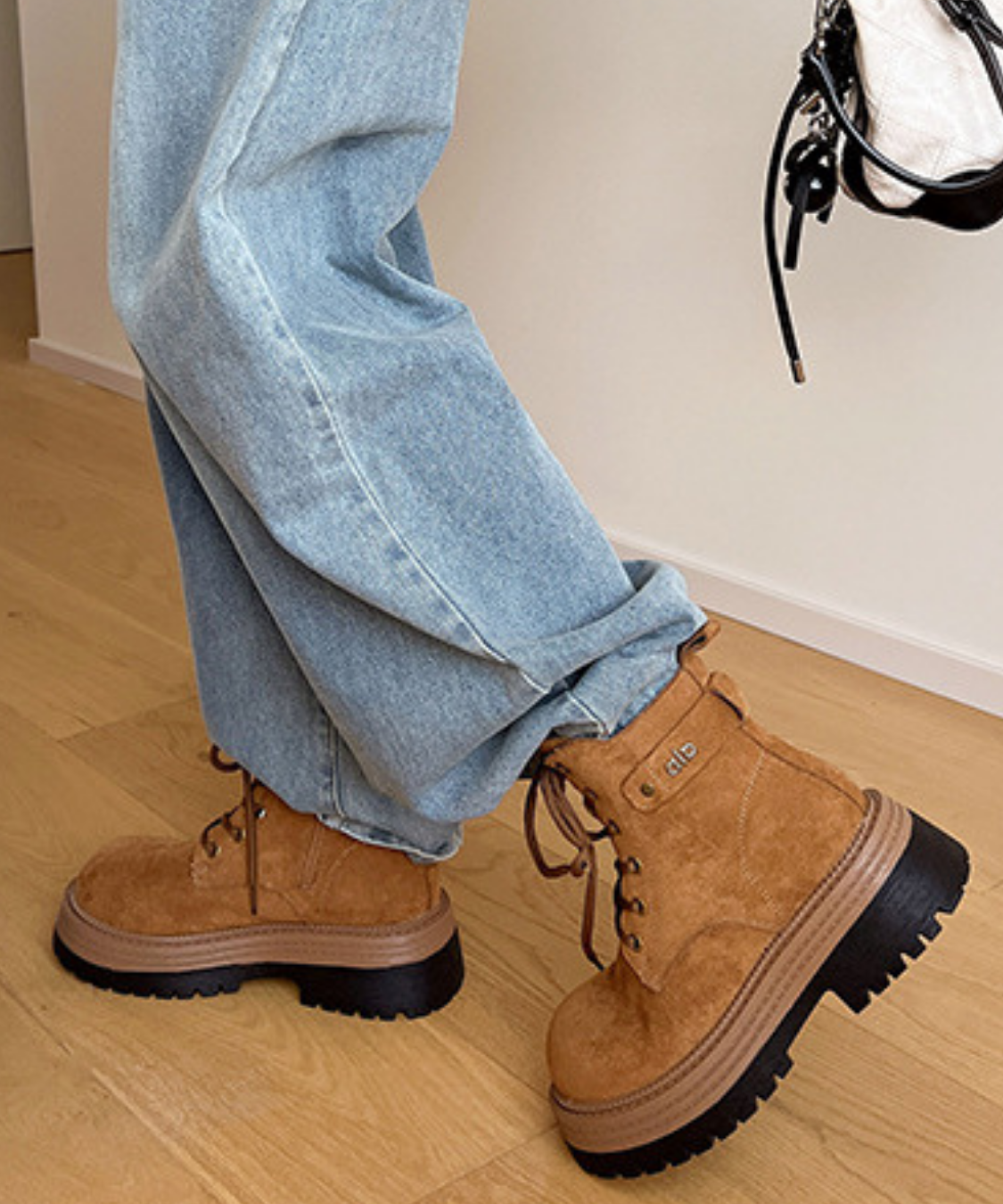 スエード調レースアップワークブーツ