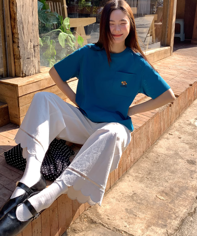 スカラップヘムワイドパンツ