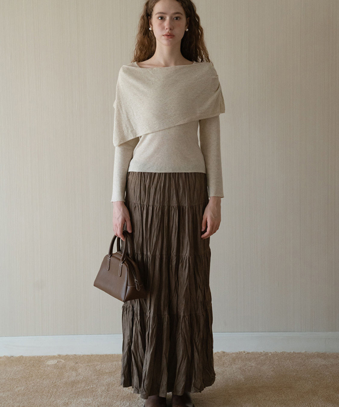 ソフトワッシャーティアードロングスカート