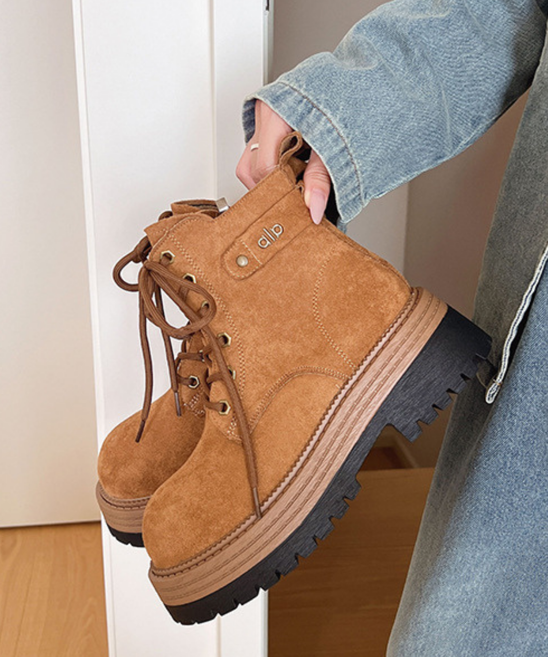 スエード調レースアップワークブーツ