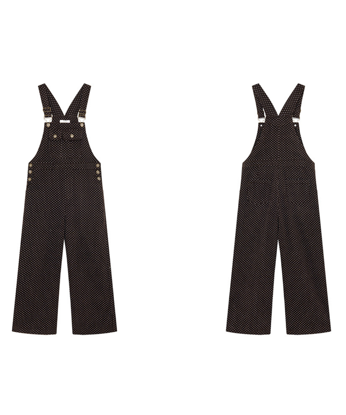 ドット柄ワイドサロペットパンツ