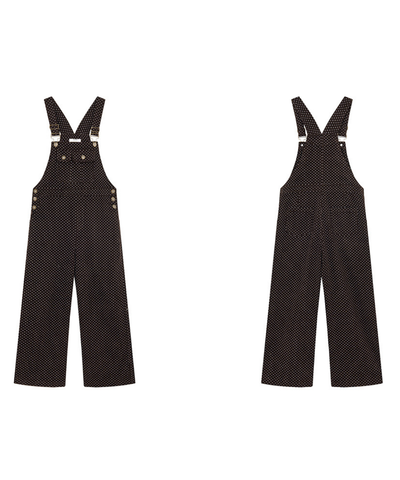 ドット柄ワイドサロペットパンツ