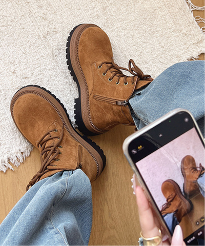 スエード調レースアップワークブーツ