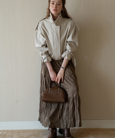 ソフトワッシャーティアードロングスカート