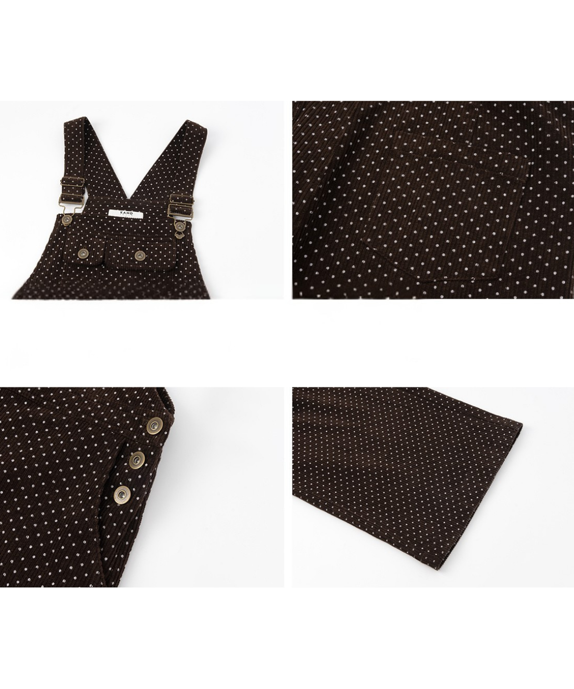 ドット柄ワイドサロペットパンツ