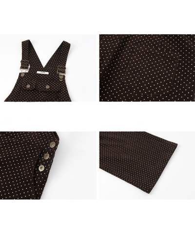 ドット柄ワイドサロペットパンツ