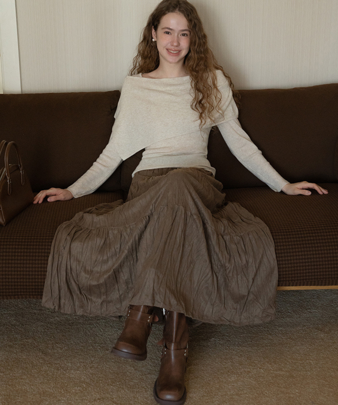 ソフトワッシャーティアードロングスカート