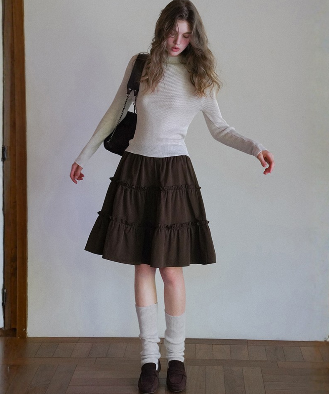 3段ティアードギャザースカート