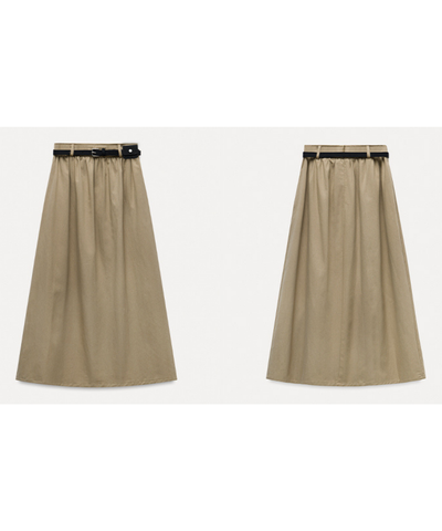 ベルトポーチ付きギャザーロングスカート