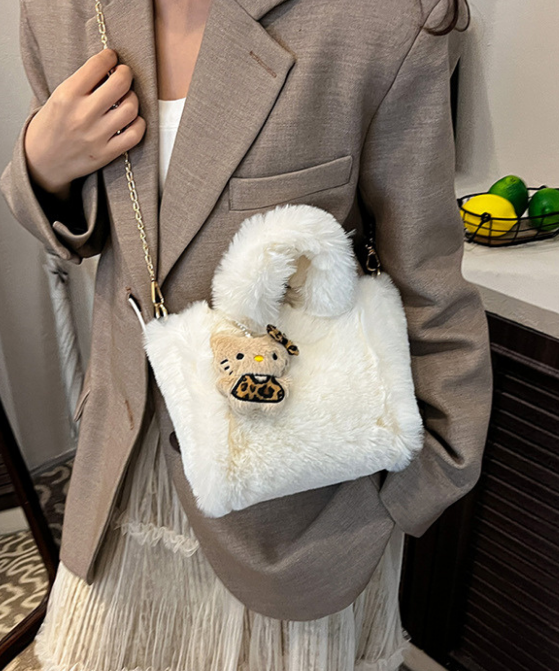 ファー2WAYスクエアバッグ