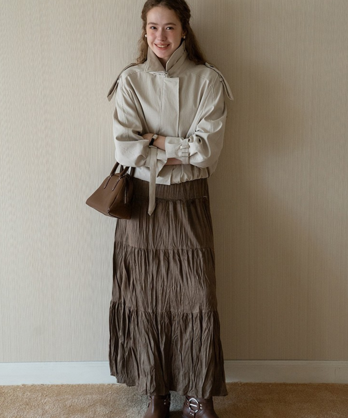 ソフトワッシャーティアードロングスカート