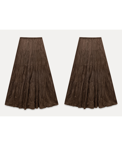 ソフトワッシャーティアードロングスカート