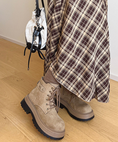 スエード調レースアップワークブーツ