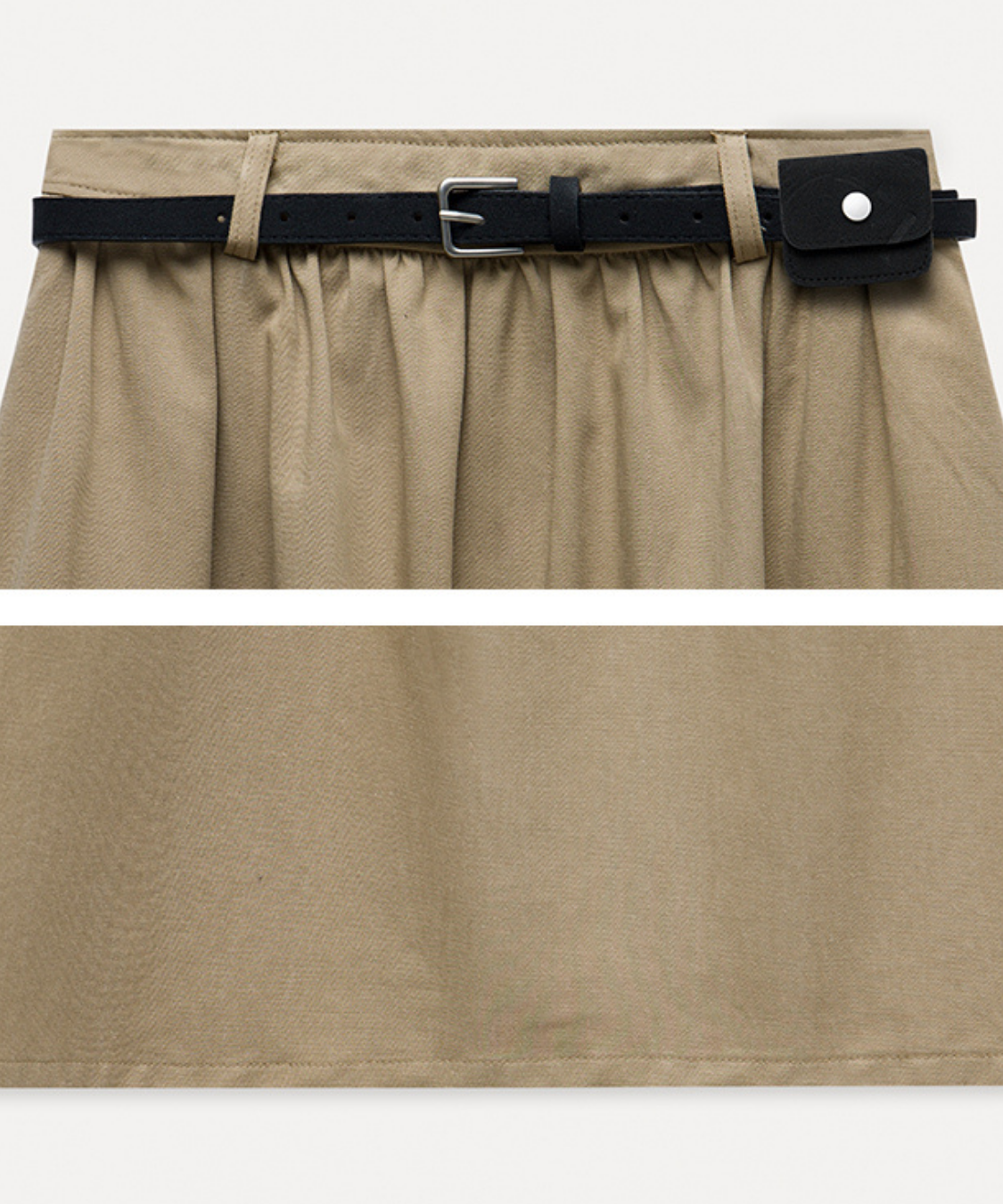ベルトポーチ付きギャザーロングスカート