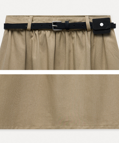 ベルトポーチ付きギャザーロングスカート