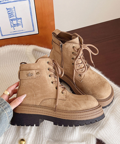 スエード調レースアップワークブーツ