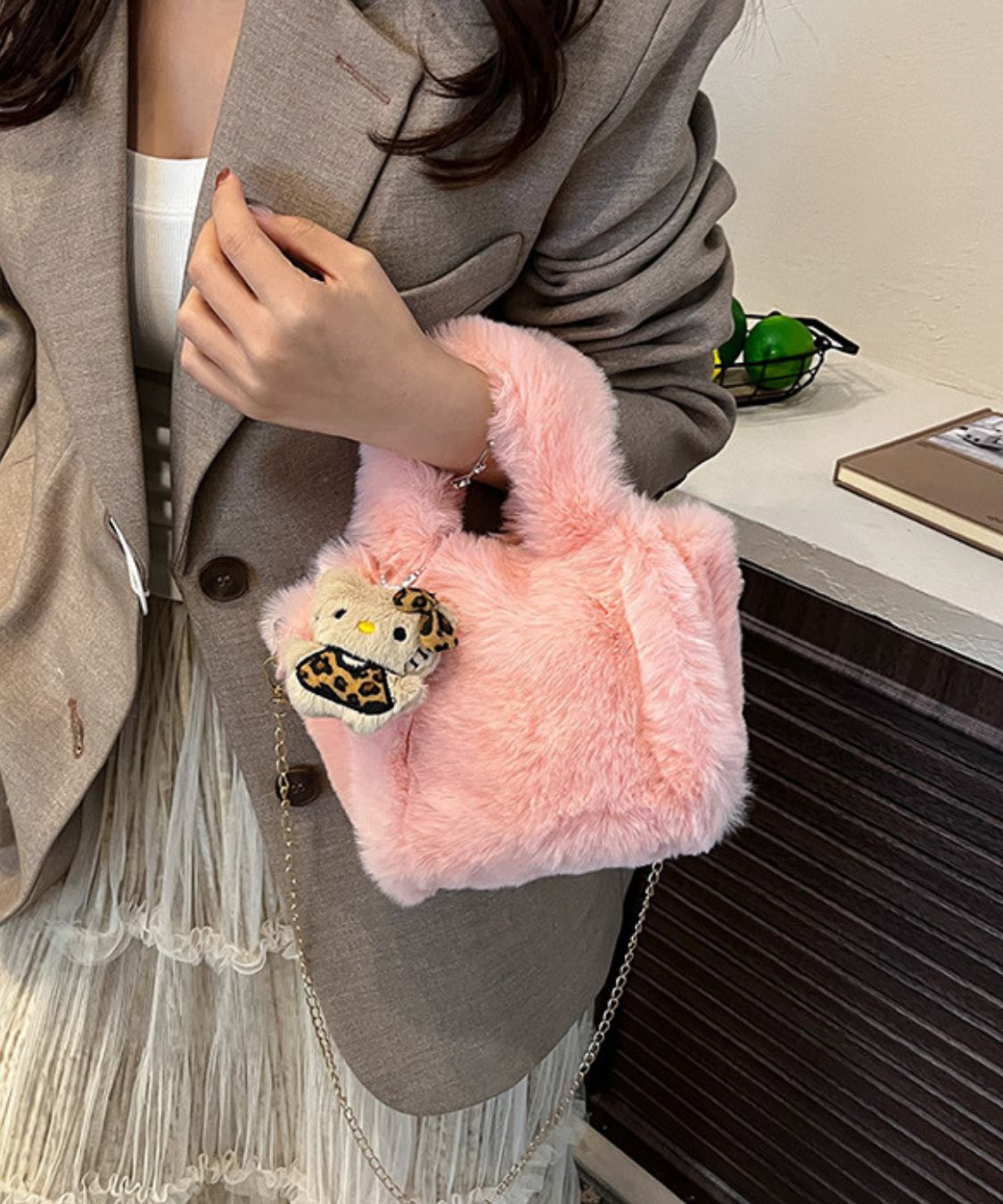 ファー2WAYスクエアバッグ