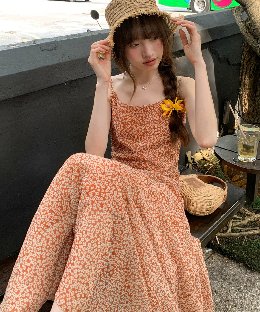 小花柄キャミソールフレアロングワンピース – jemiremi（ジェミレミ）