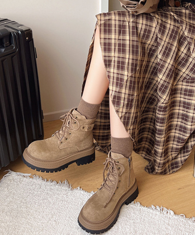スエード調レースアップワークブーツ