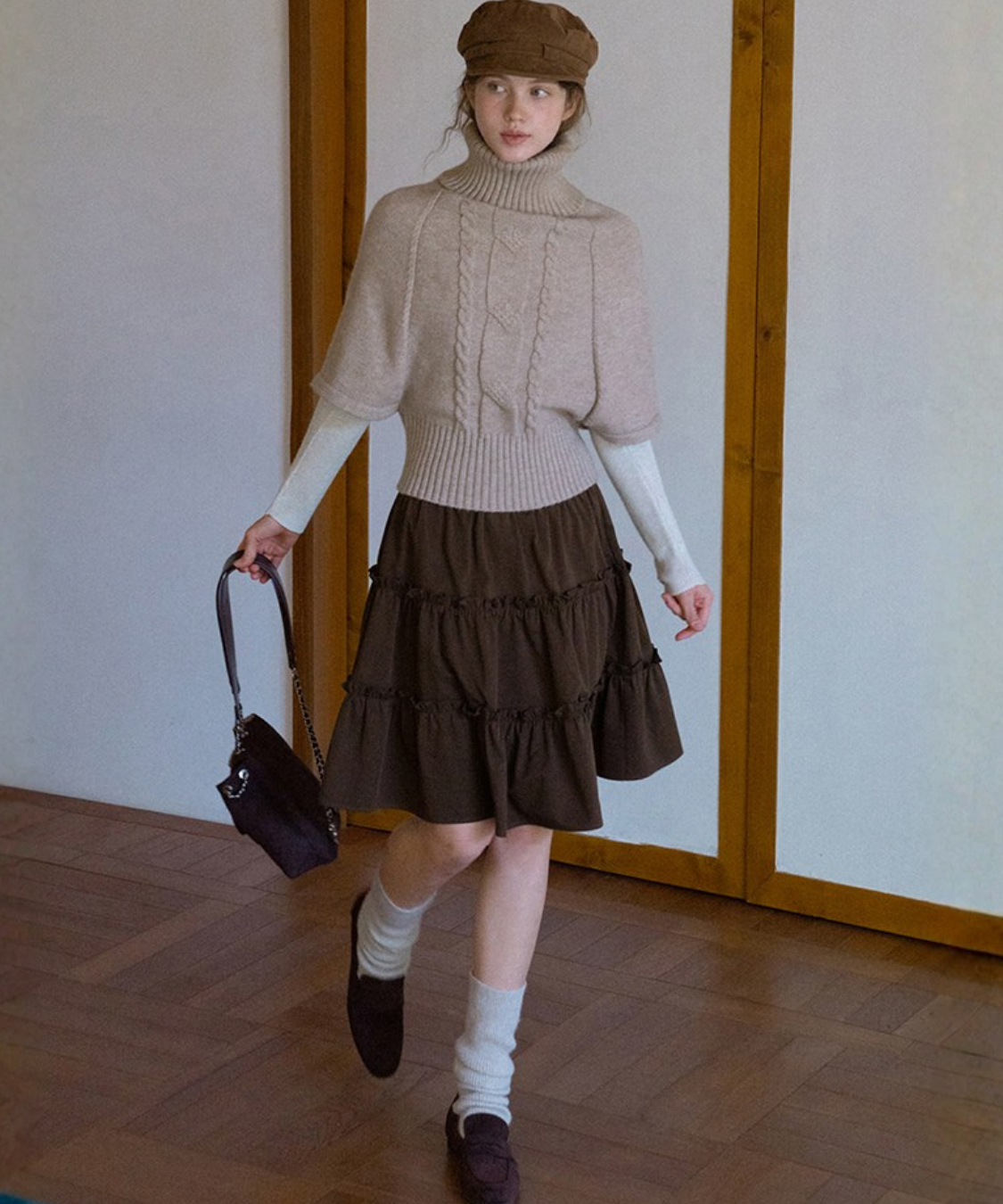 3段ティアードギャザースカート