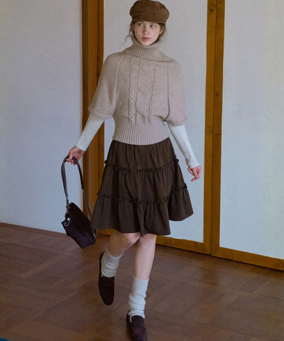 3段ティアードギャザースカート