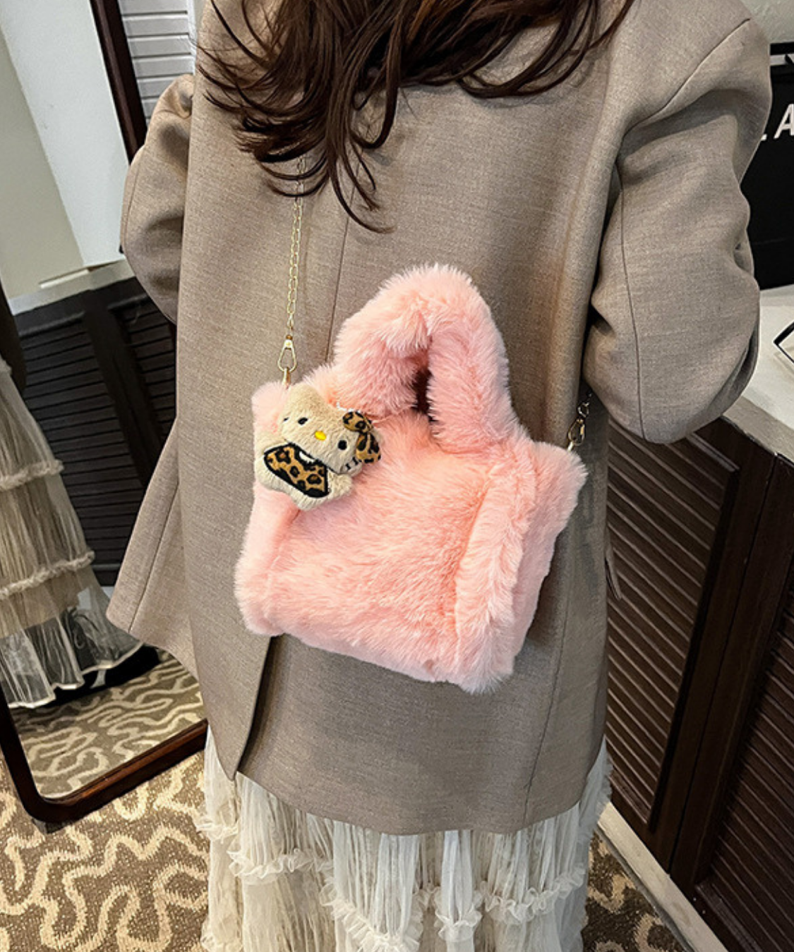 ファー2WAYスクエアバッグ