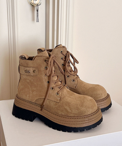 スエード調レースアップワークブーツ