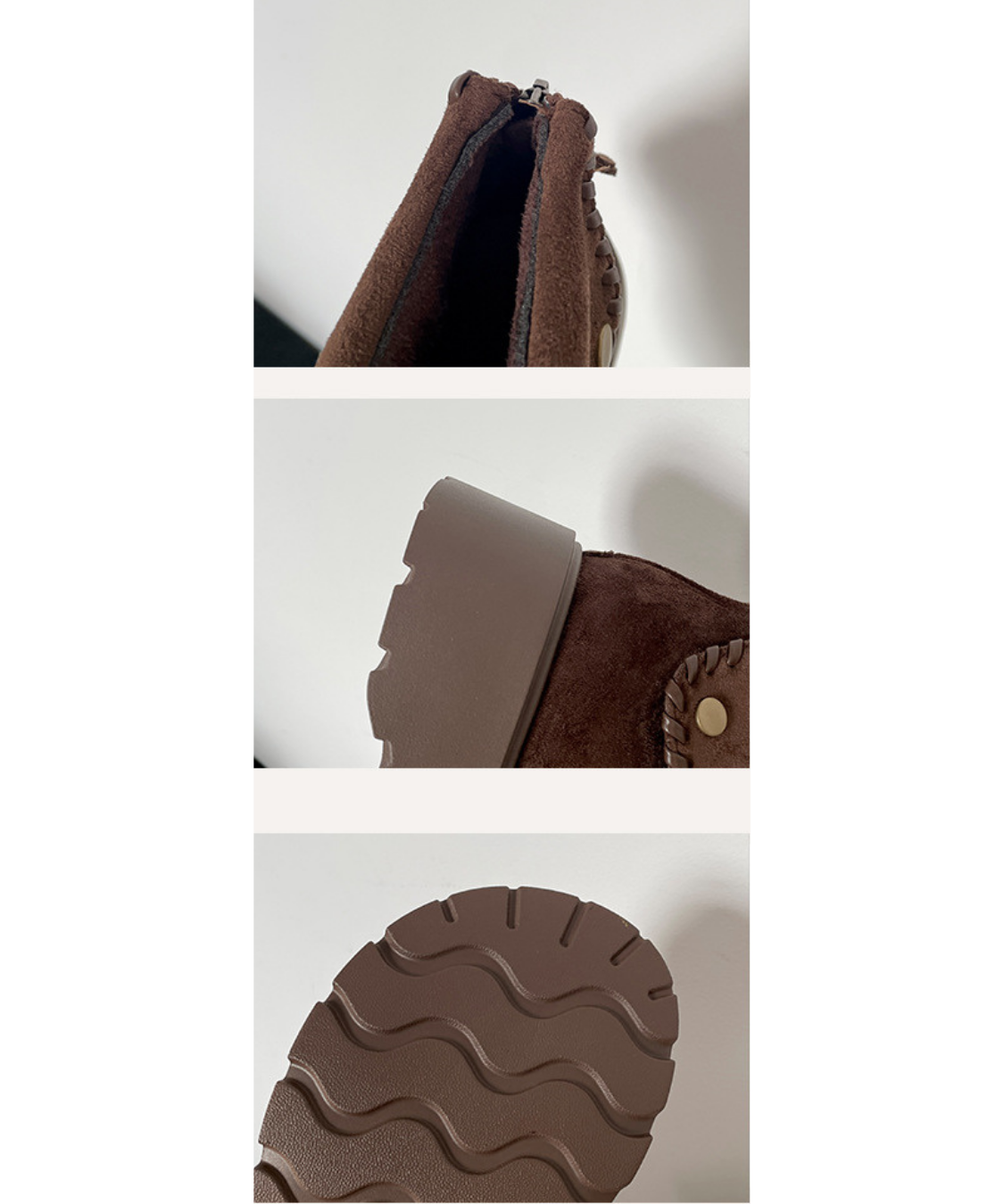 スエード調折り返し厚底ショートブーツ