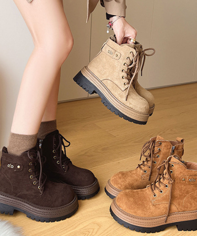 スエード調レースアップワークブーツ
