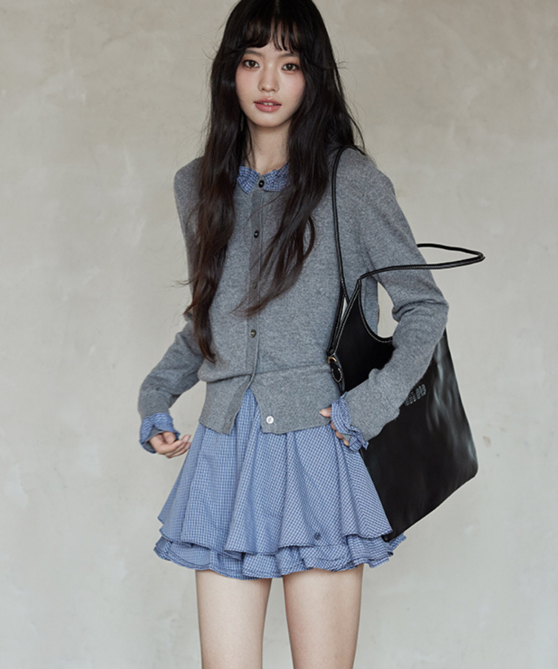 ギンガムチェック二段フリルスカート（セットアップ可）