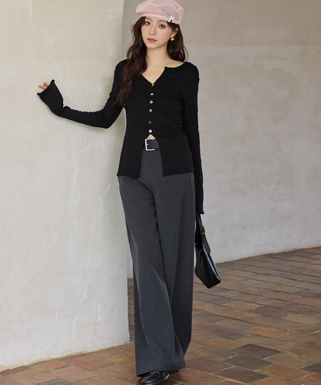 ベルト付きフルレングススラックス