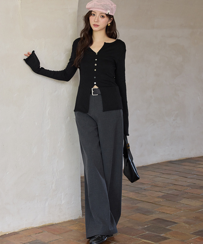 ベルト付きフルレングススラックス