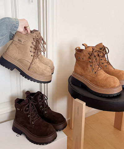 スエード調レースアップワークブーツ