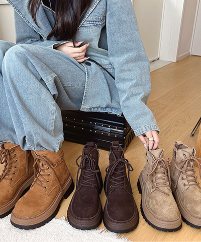 スエード調レースアップワークブーツ