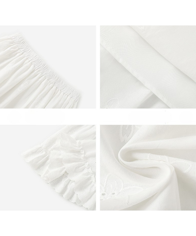 花柄刺繍ティアードフリルロングスカート