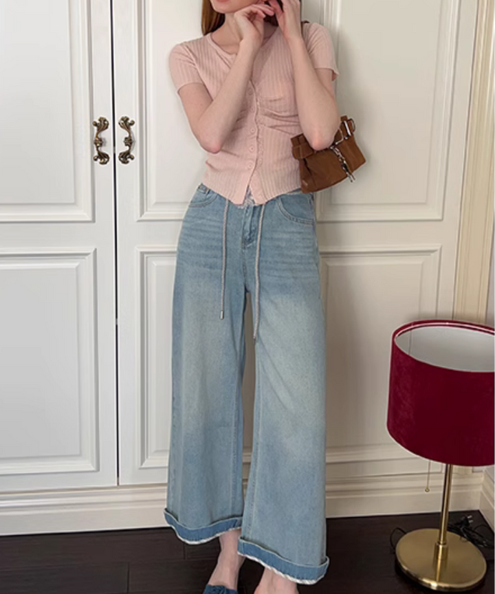 か*根様 SHAREEF ボンテージ 紐 デニムパンツ ワイドストレート か*根様 SHAREEF ボンテージ 紐 デニムパンツ ワイドストレート