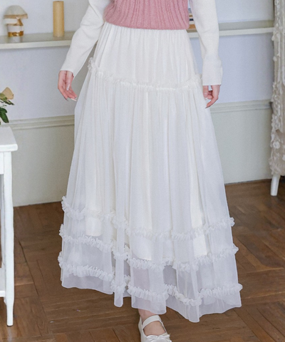 3ライン裾フリルフレアスカート – jemiremi（ジェミレミ）