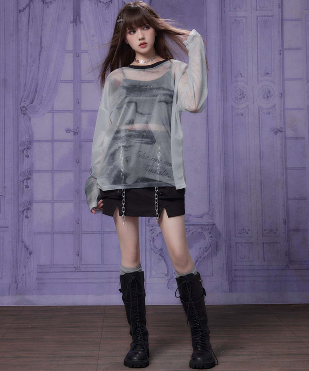 レディプリントシースルートップス – jemiremi（ジェミレミ）