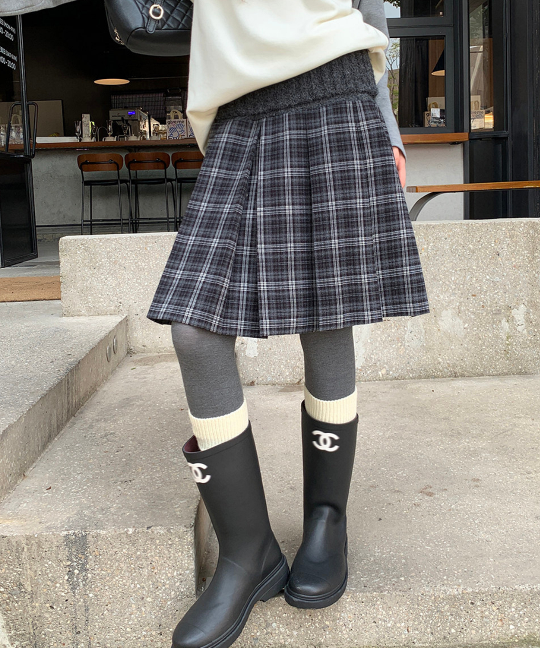 リミフウ　写真プリント　グレー ブラック スカート リミフウ 写真プリント グレー ブラック スカート