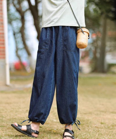 9分丈裾ドロストデニムパンツ