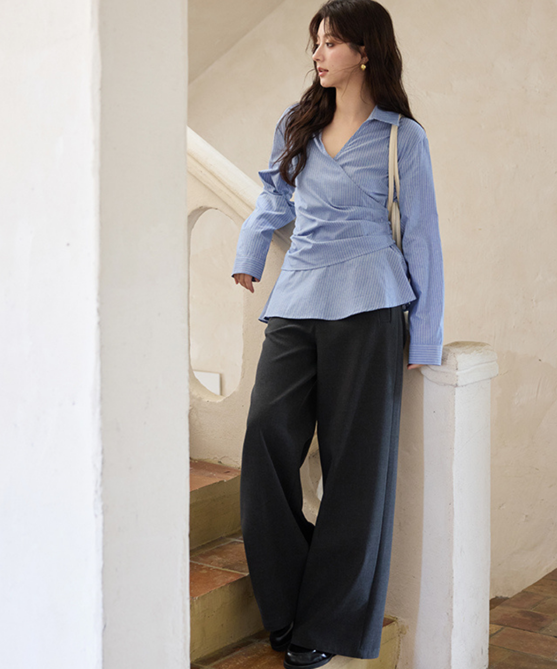 ベルト付きフルレングススラックス