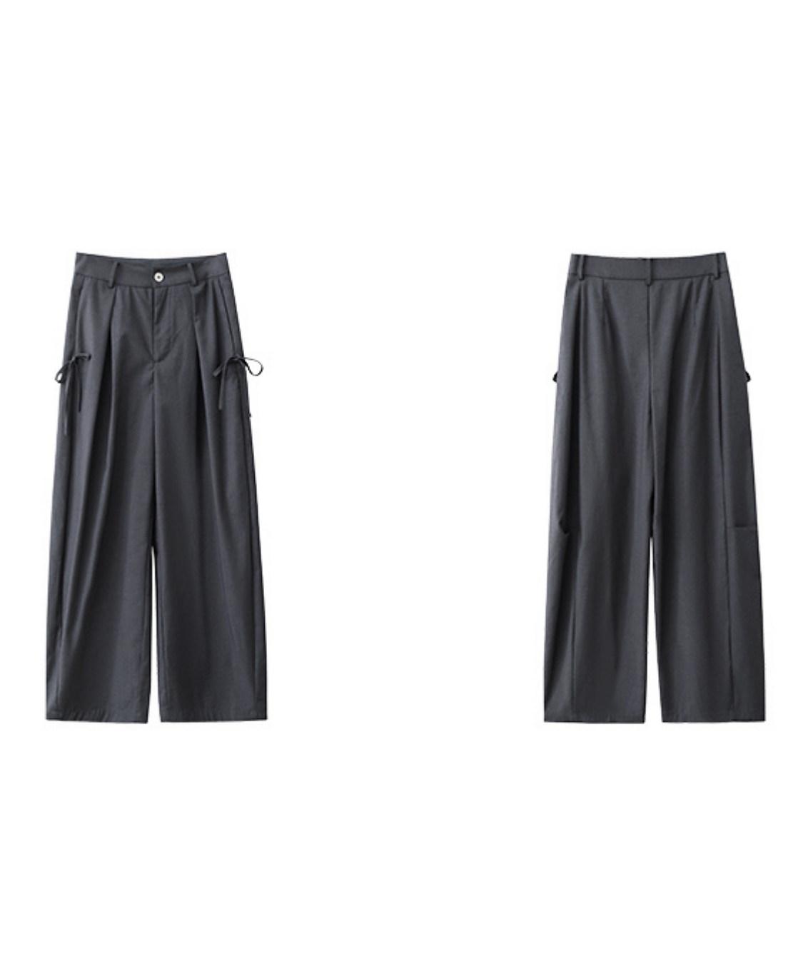 サイドリボンタックワイドパンツ