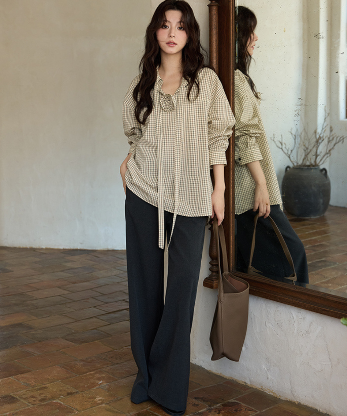 ベルト付きフルレングススラックス