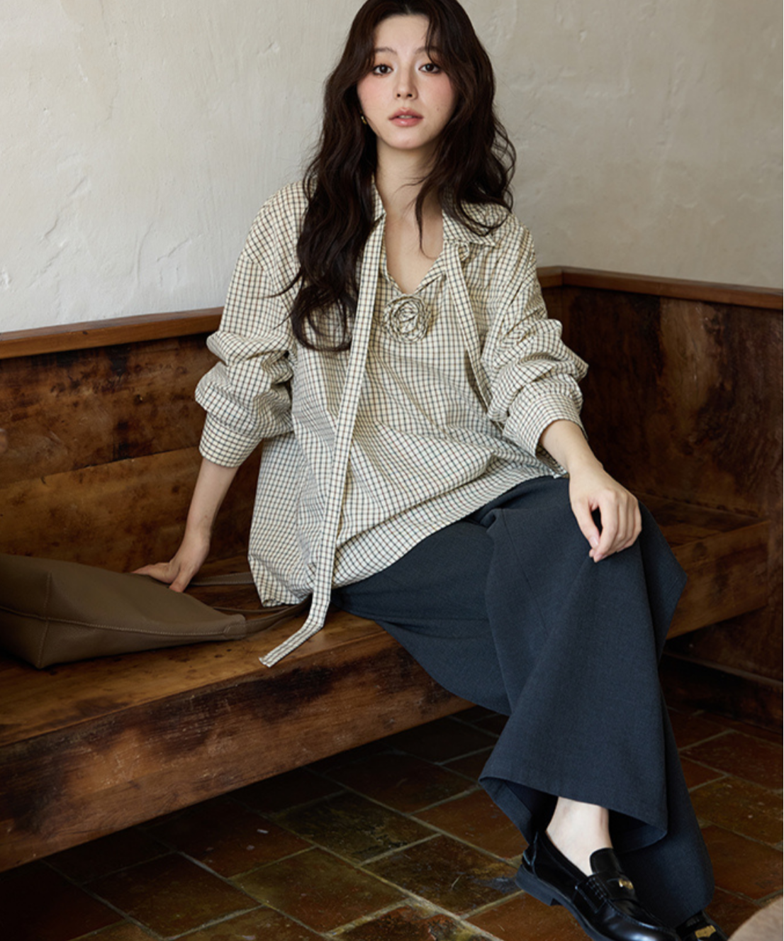 ベルト付きフルレングススラックス