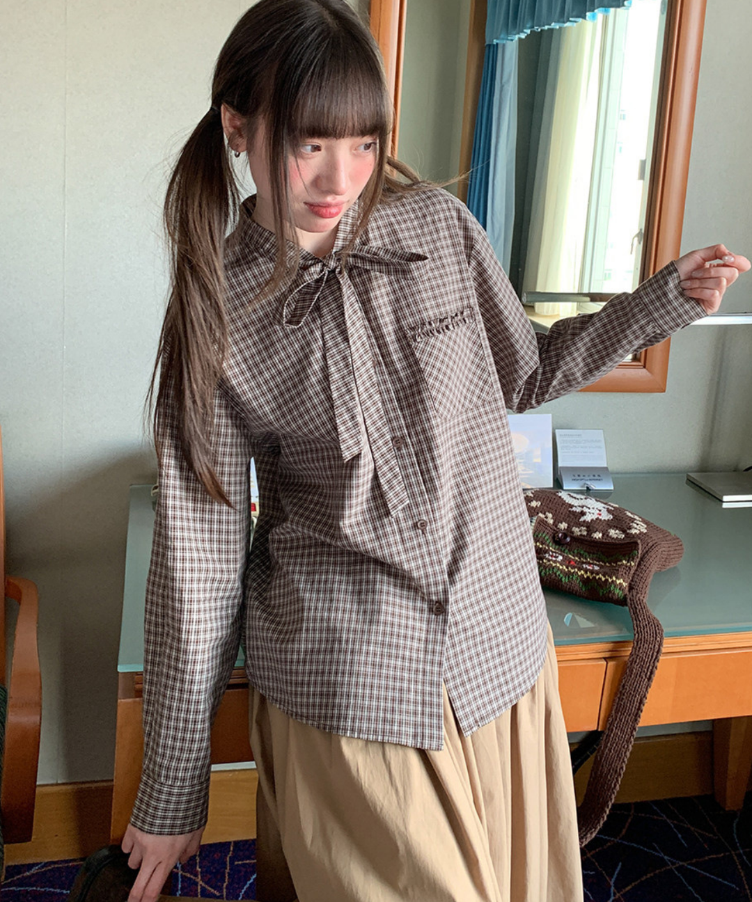 チェックリボンタイブラウス – jemiremi（ジェミレミ）