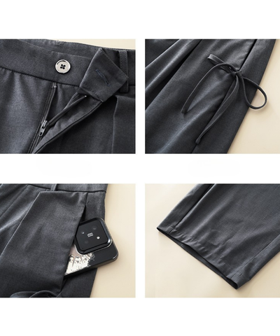 サイドリボンタックワイドパンツ