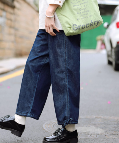 9分丈裾ドロストデニムパンツ