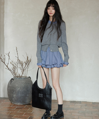 ギンガムチェック二段フリルスカート（セットアップ可）