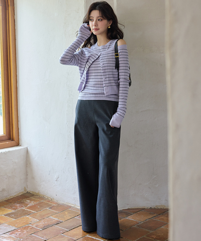 ベルト付きフルレングススラックス